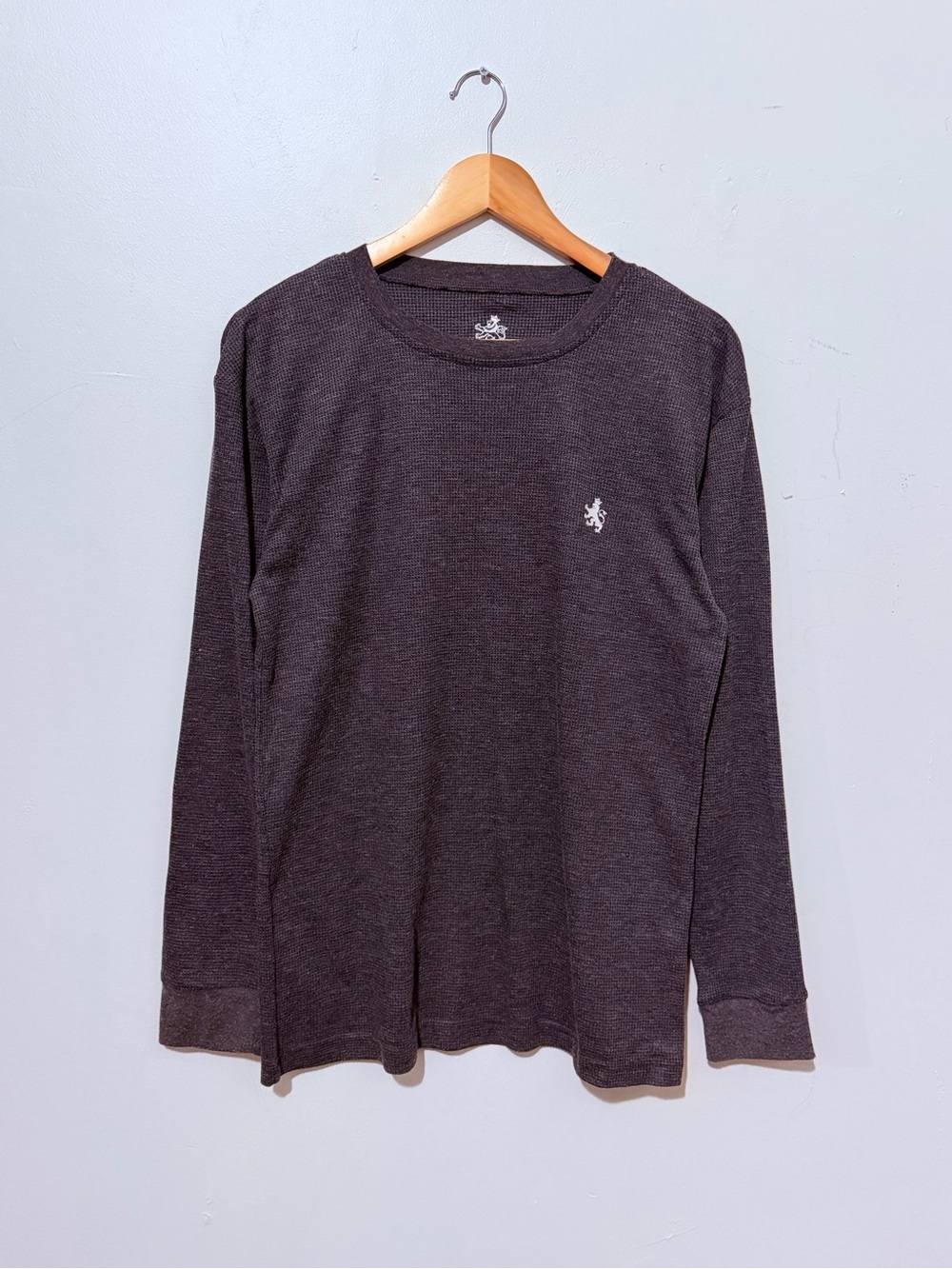 Men's Long Sleeve Crewneck Shirt - Dark Charcoal with Logo